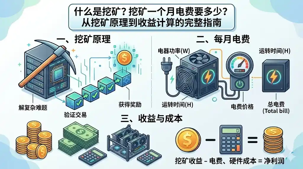 什么是挖矿？挖矿一个月电费要多少？从挖矿原理到收益计算的完整指南