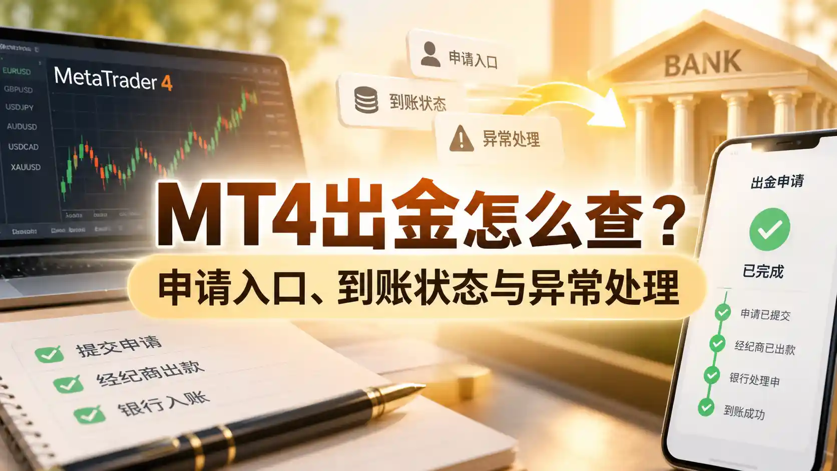 MT4出金怎么查？3类记录核对到账，申请入口、费用与异常处理