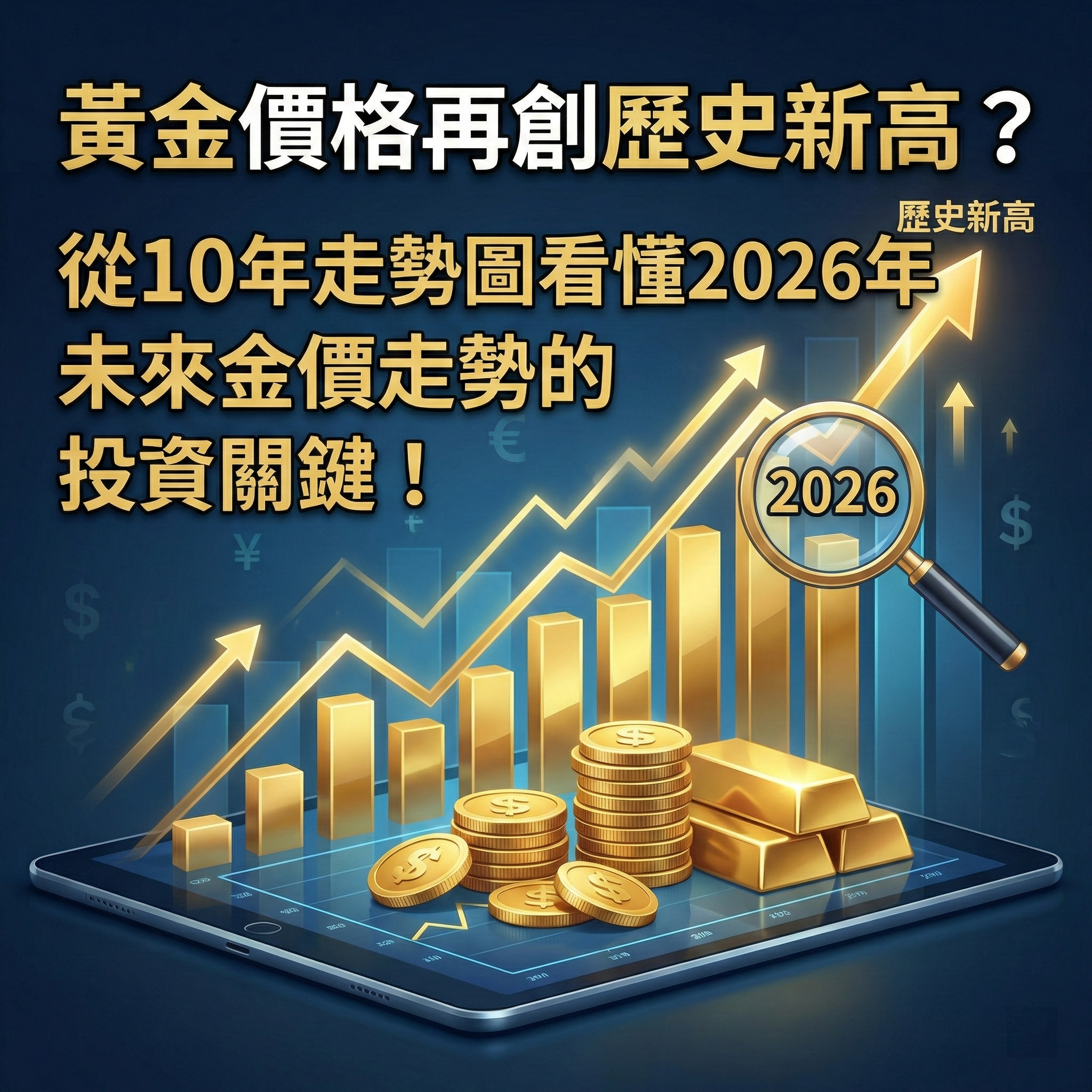 黃金價格再創歷史新高？從10年走勢圖看懂2026年未來金價走勢的投資關鍵！