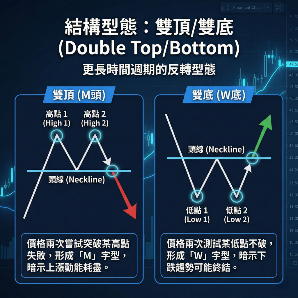 結構型態：雙頂/雙底 (Double Top/Bottom)