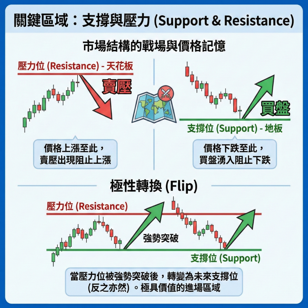 關鍵區域：支撐與壓力 (Support & Resistance)