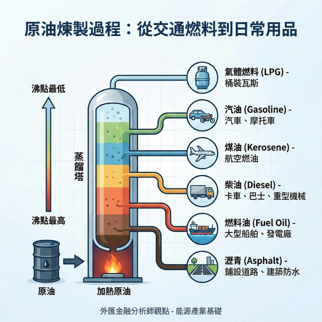 從交通燃料到日常用品的煉製過程