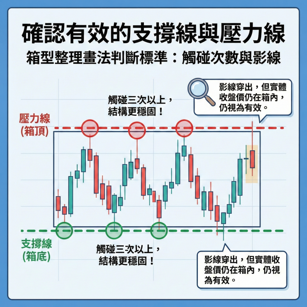 確認有效的支撐線與壓力線