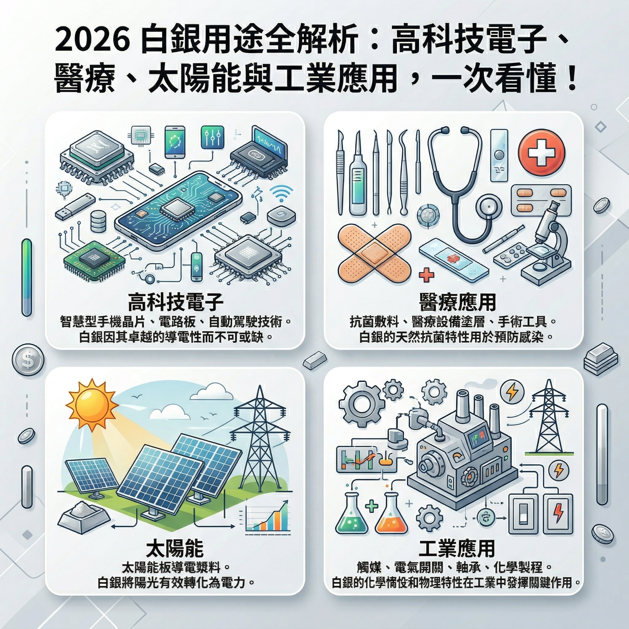 2026 白銀用途全解析：高科技電子、醫療、太陽能與工業應用，一次看懂！